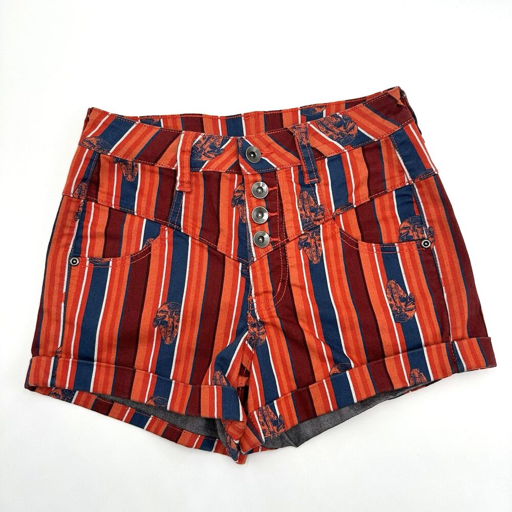 Her Universe Star Wars Han Solo Millennium Falcon Striped High-Waist Shorts Sz 0